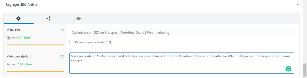 Intégration du plugIn The SEO framework dans un site Worpress pour améliorer son référencement SEO en web marketing.